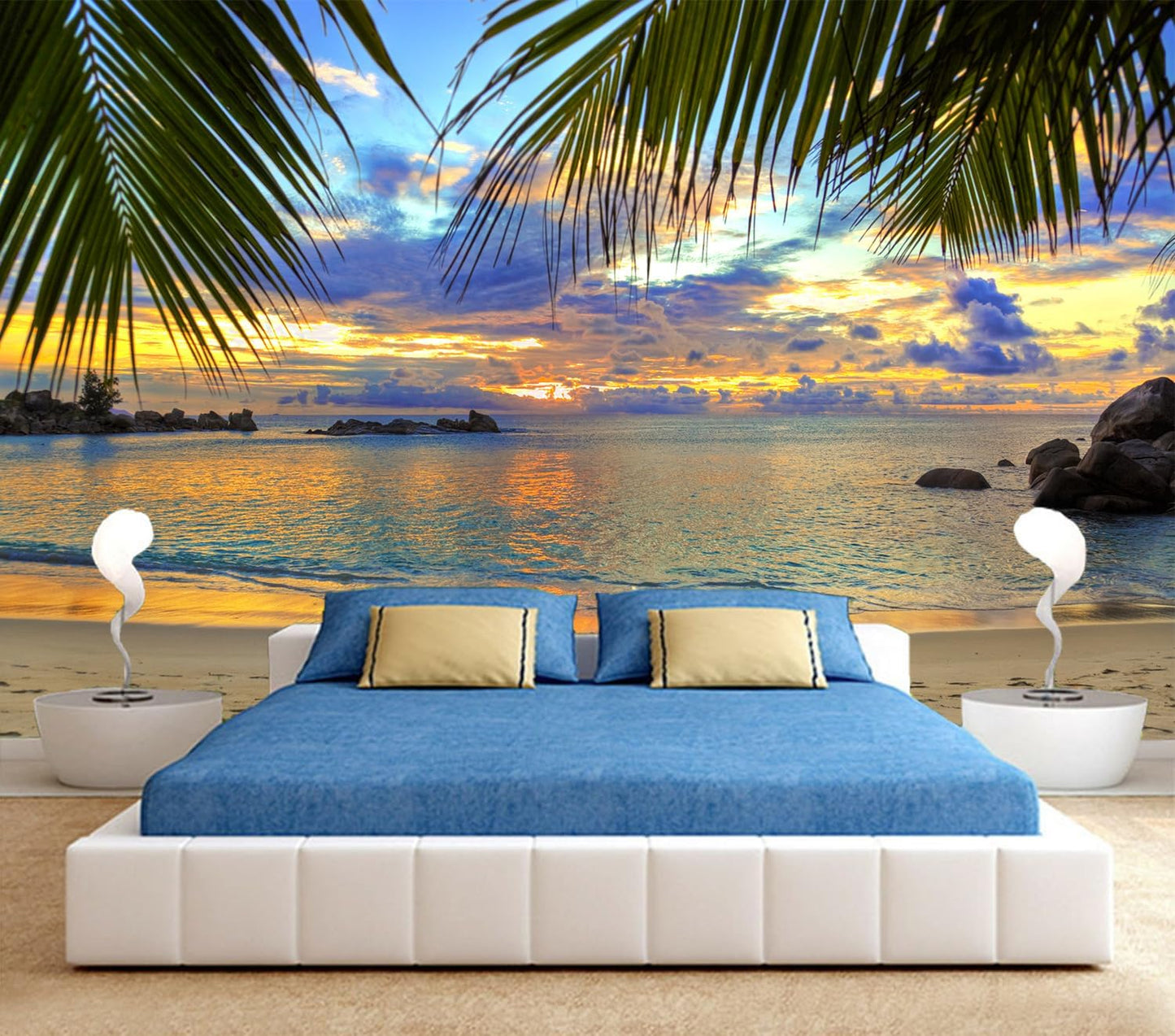 FLFK 3D Wall Murals Peel and Stick 141.7"x98.4"- Self-Adhesive Wallpaper Large Poster Sticker Sea Caves Landscape for Bedroom Living Room Wall Decor
