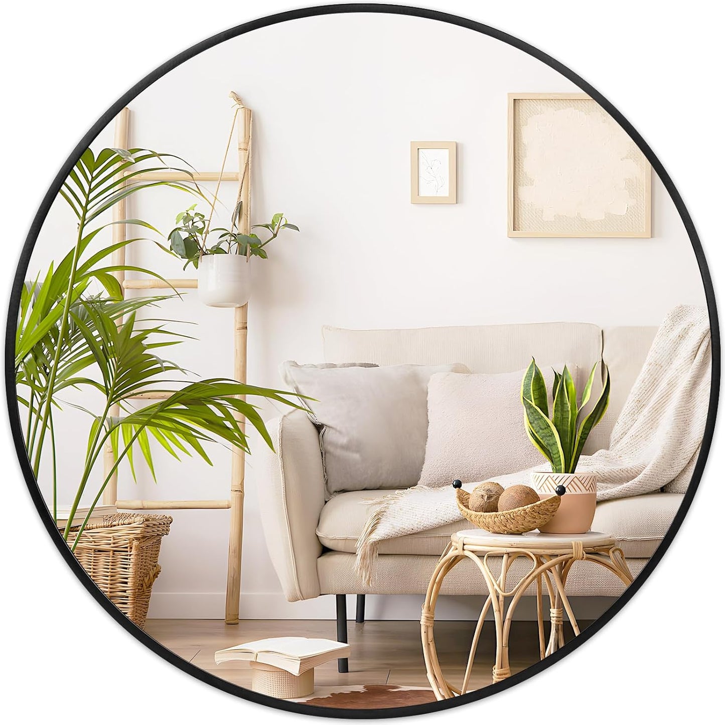 Fabuday Black Circle Mirror for Wall 20 inch - Round Mirrors for Bathroom, Entryway, Living Room, Hallway, Bedroom Decor, Small Matte Framed