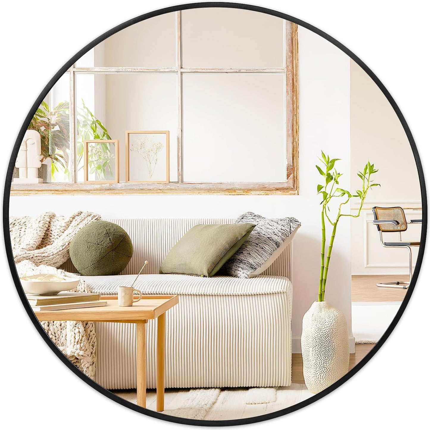 Fabuday Black Circle Mirror for Wall 20 inch - Round Mirrors for Bathroom, Entryway, Living Room, Hallway, Bedroom Decor, Small Matte Framed