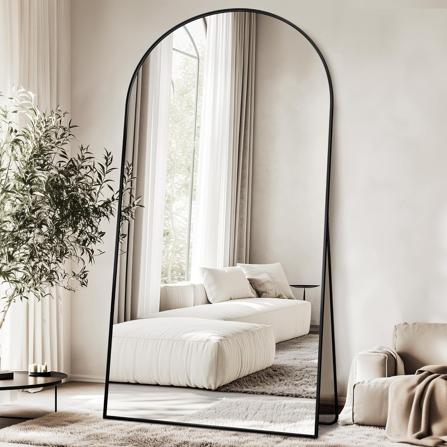 Full Length Mirror, 58"x19" Floor Mirror, Arch Floor Standing Mirror Freestanding Arch Full Body with Stand for Bedroom, Hanging Mounted for Living Room Cloakroom, Gold