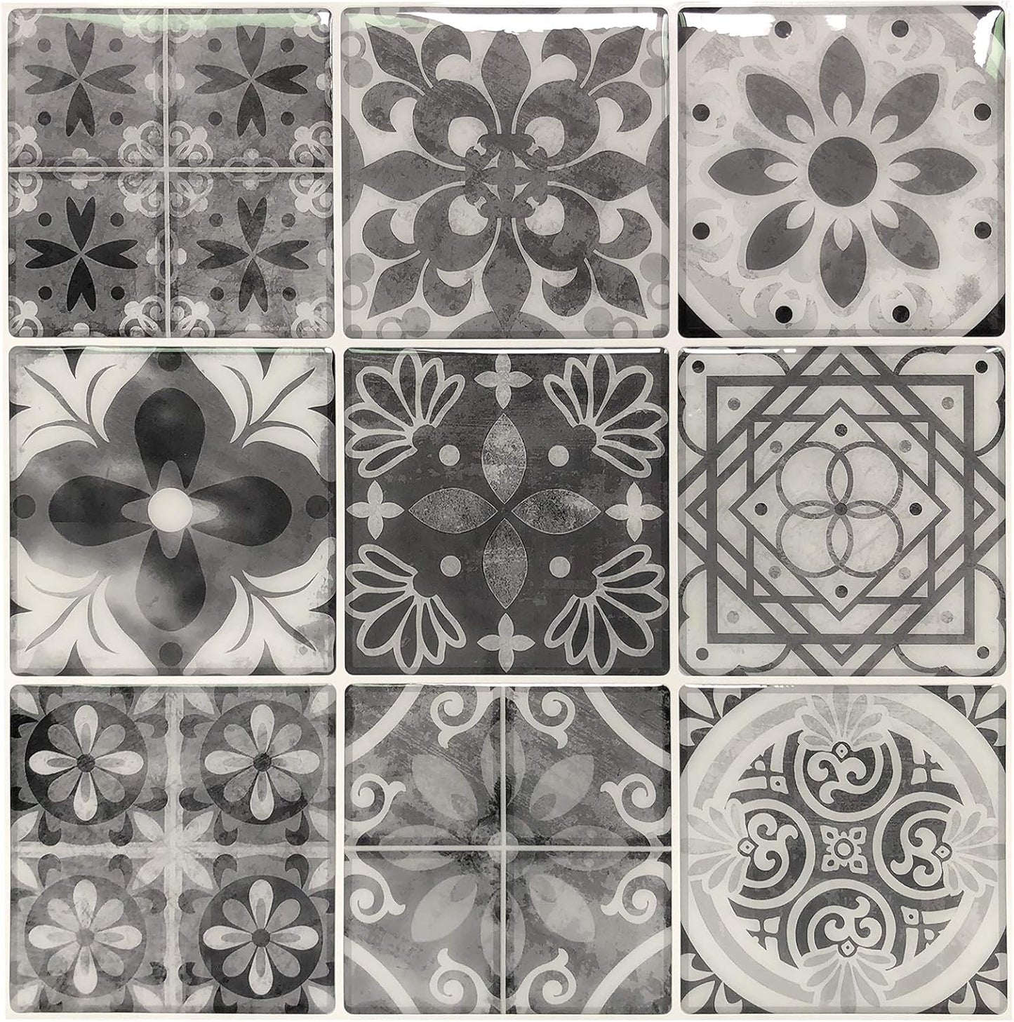 LONGKING Peel and Stick Backsplash Tile Stickers, Colorful Talavera Mexican Tile, Stick on Wall Tiles (10 Sheets)