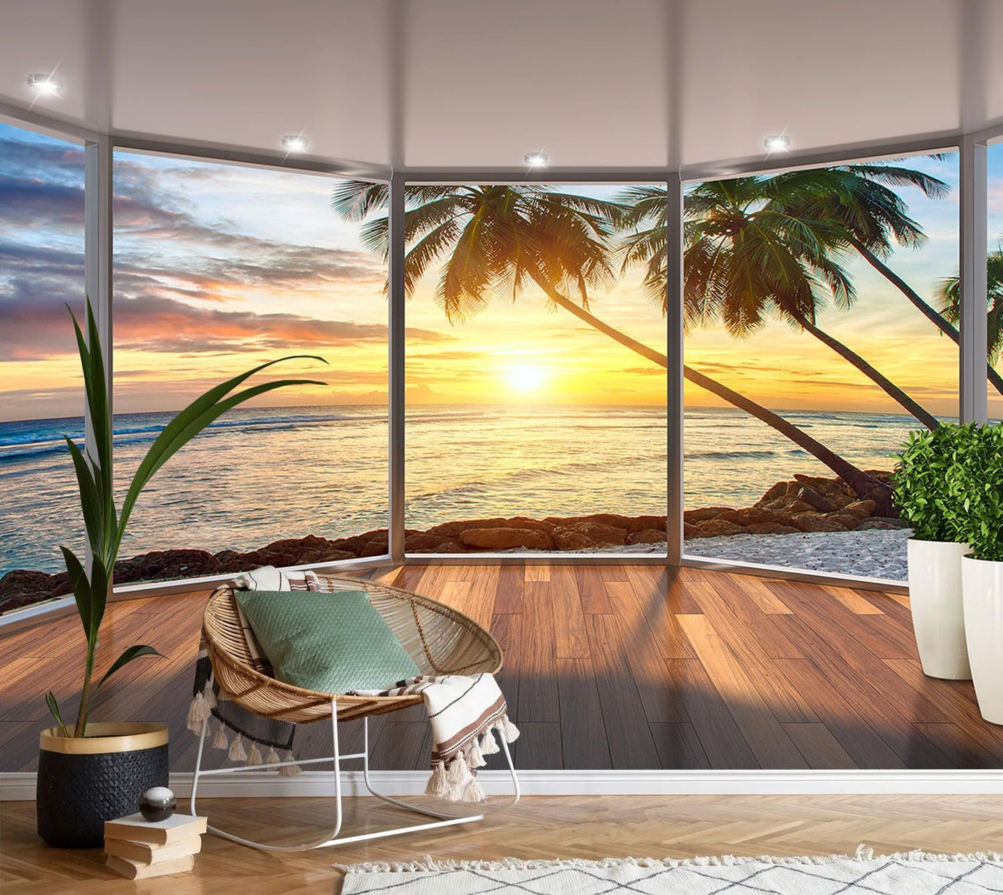 AFZEVEB-Tropical Jungle Wallpaper Landscape Tree Wall murals for Bedroom 159"x107"(Not Peel and Stick)