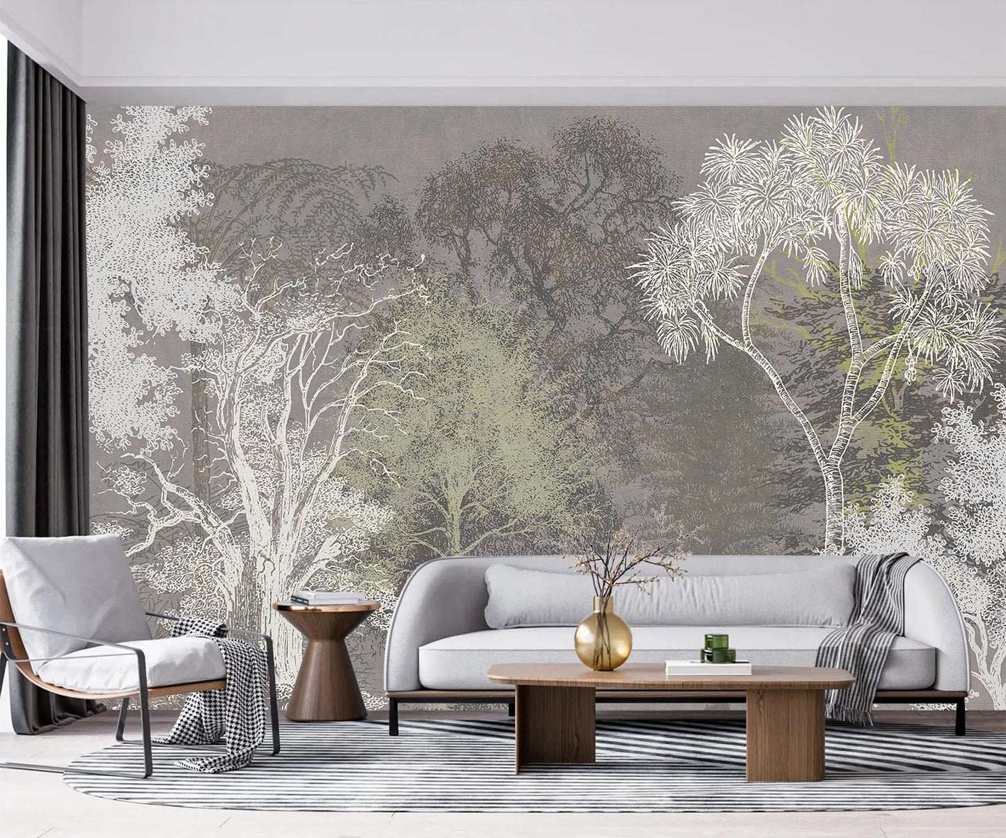 -Vintage Forest Natural Wall Bedroom Mural XT18 S 100" x 65"