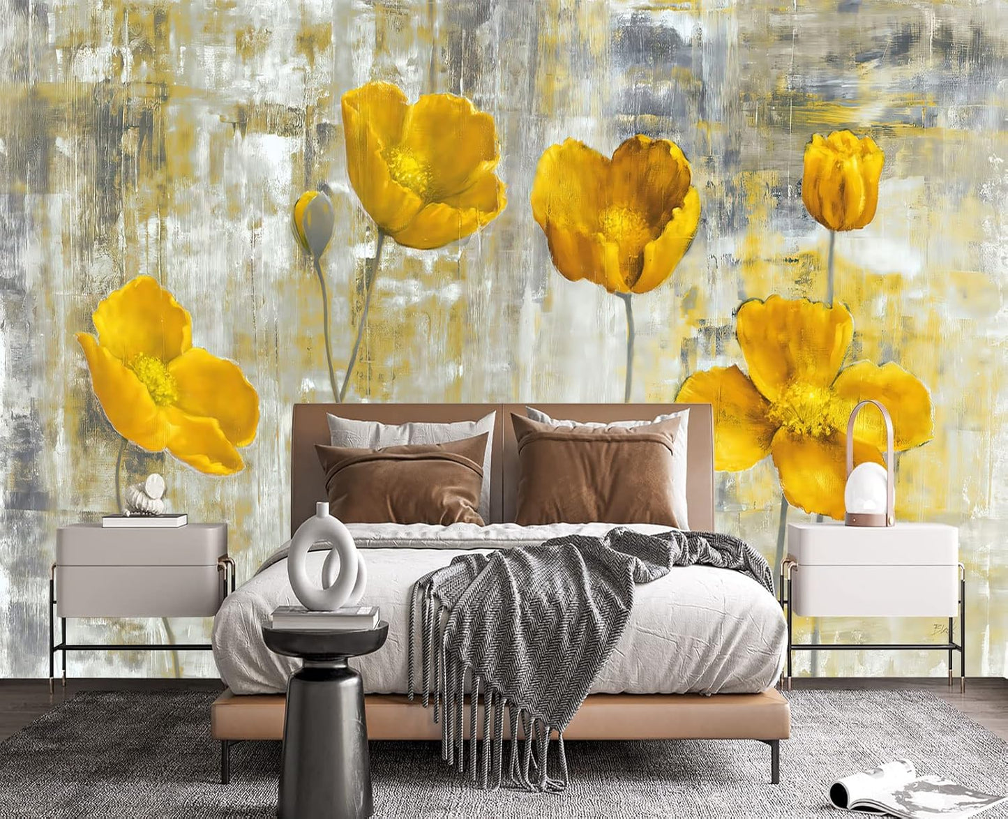 Plum Blossom Flower Bird Chinoiserie Wall Mural Wallpaper for Bedroom 103" x 69"