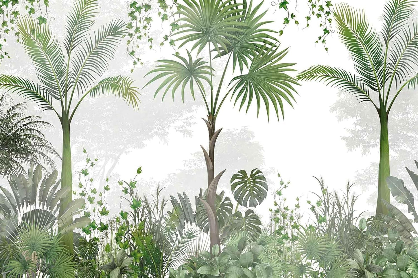 Hazy Forest Wall Mural, Abstract Nature Landscape Wallpaper, Background Wall Decoration Patterns(Non-self-Adhesive)
