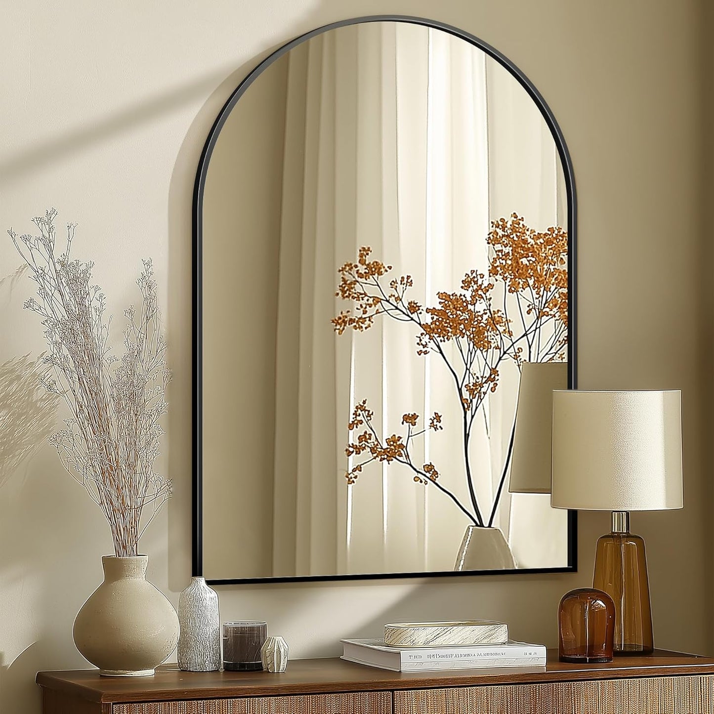Arched Wall Mirror for Bathroom,Mirrors for Wall,24''x36'',Vanity Mirror for Bedroom Dresser, Entryway, Living Room, Metal Frame (36''x24'',Gold)