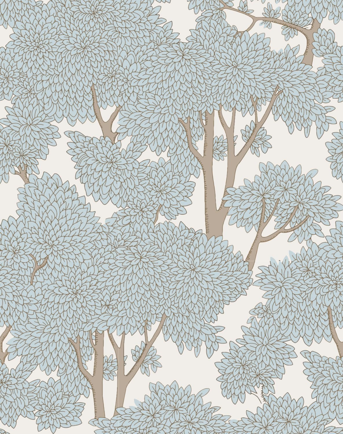Tree Peel and Stick Forest Jungle Waterproof Bathroom Mural Stick on Wallpaper (Light, 17.7in x 32.8ft)