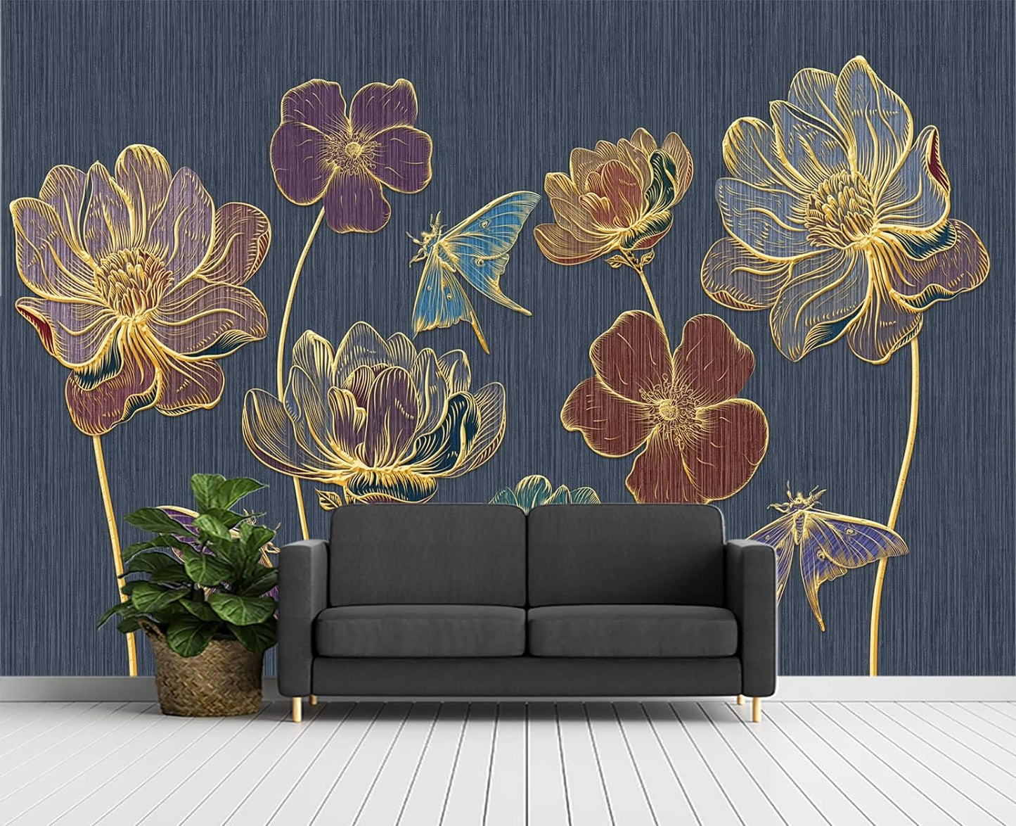Plum Blossom Flower Bird Chinoiserie Wall Mural Wallpaper for Bedroom 103" x 69"