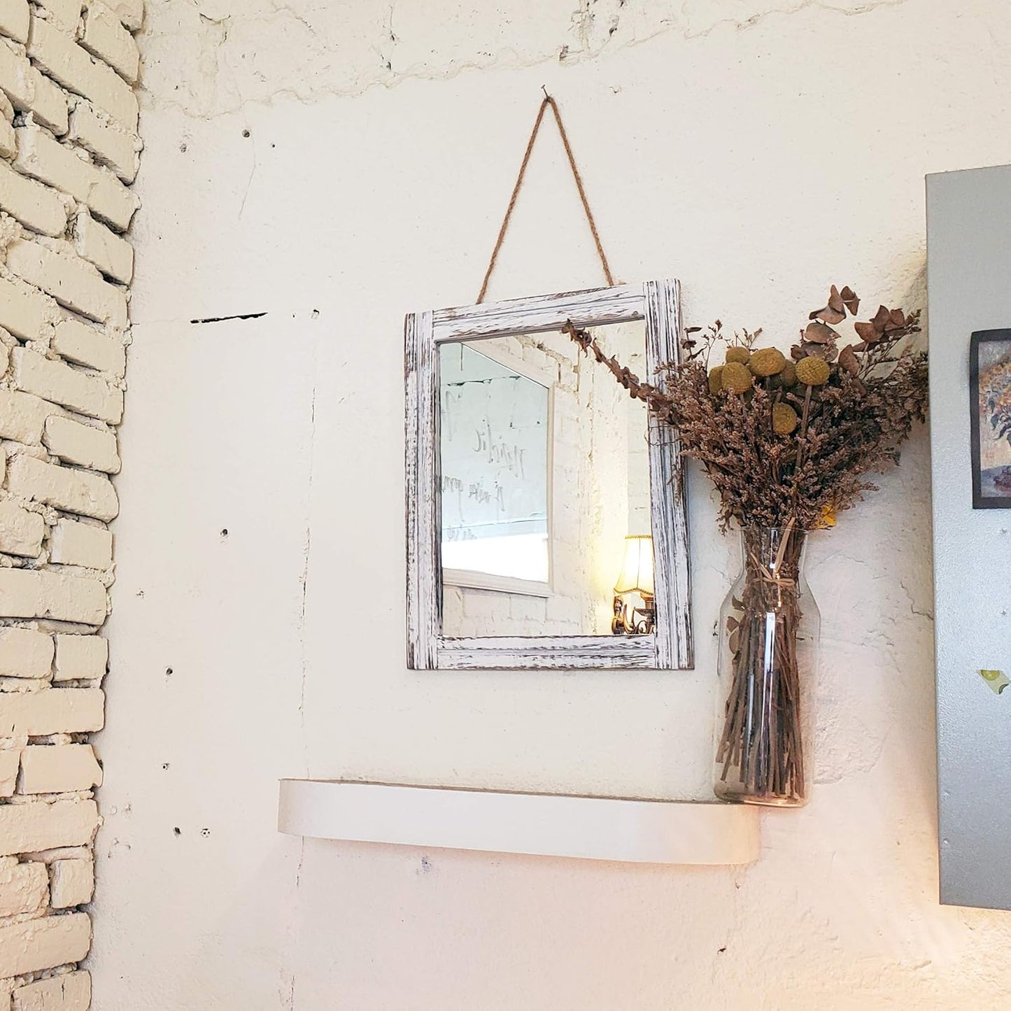AAZZKANG Wall Mirror with Wood Framed Rustic Mirrors for Wall Rectangle Decorative for Bedroom Bathroom Living Room Entryway Farmhouse Hanging Small