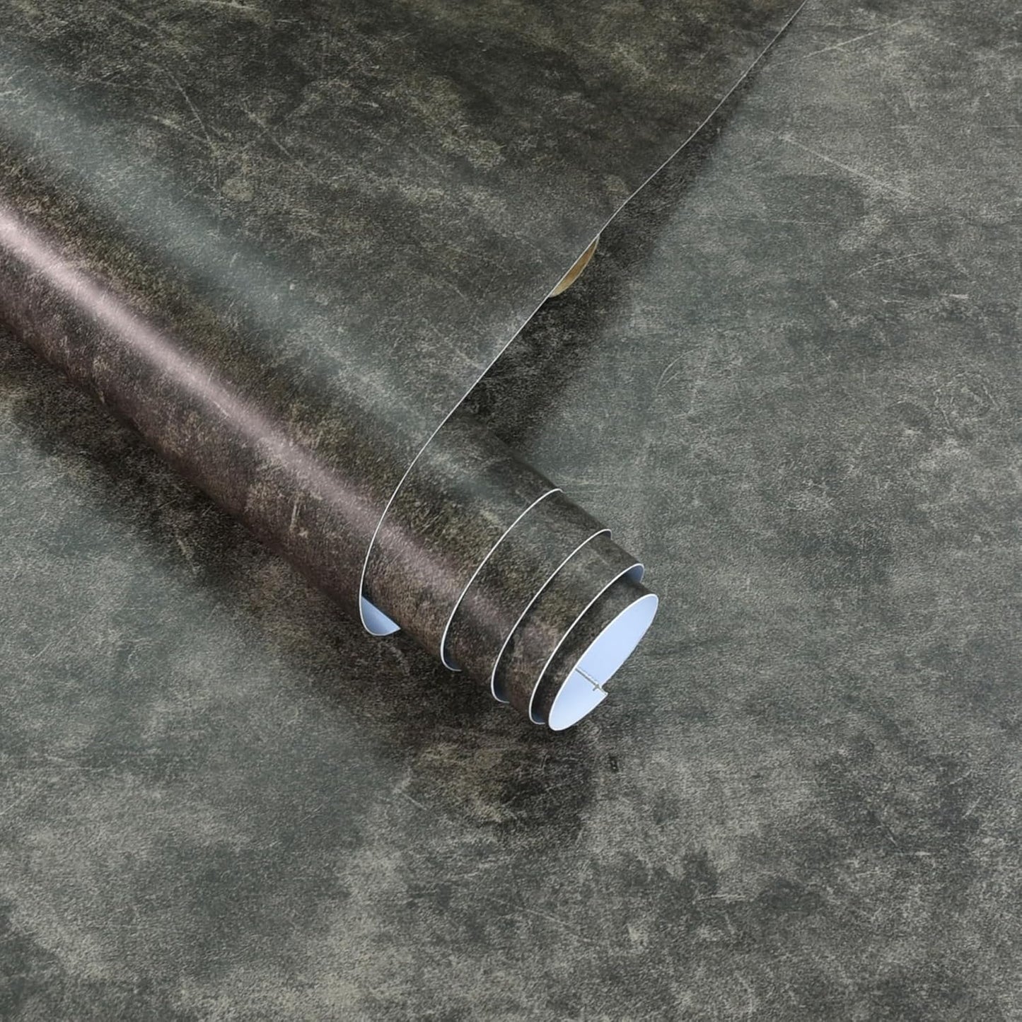16"×591" Large Size Extra Thick Grey Blue Concrete Wallpaper Peel and Stick Industrial Dark Blue Gray Cracked Concrete Contact Paper Vinyl Grey Cement Sticker for Bedroom Bathroom Gym Walls