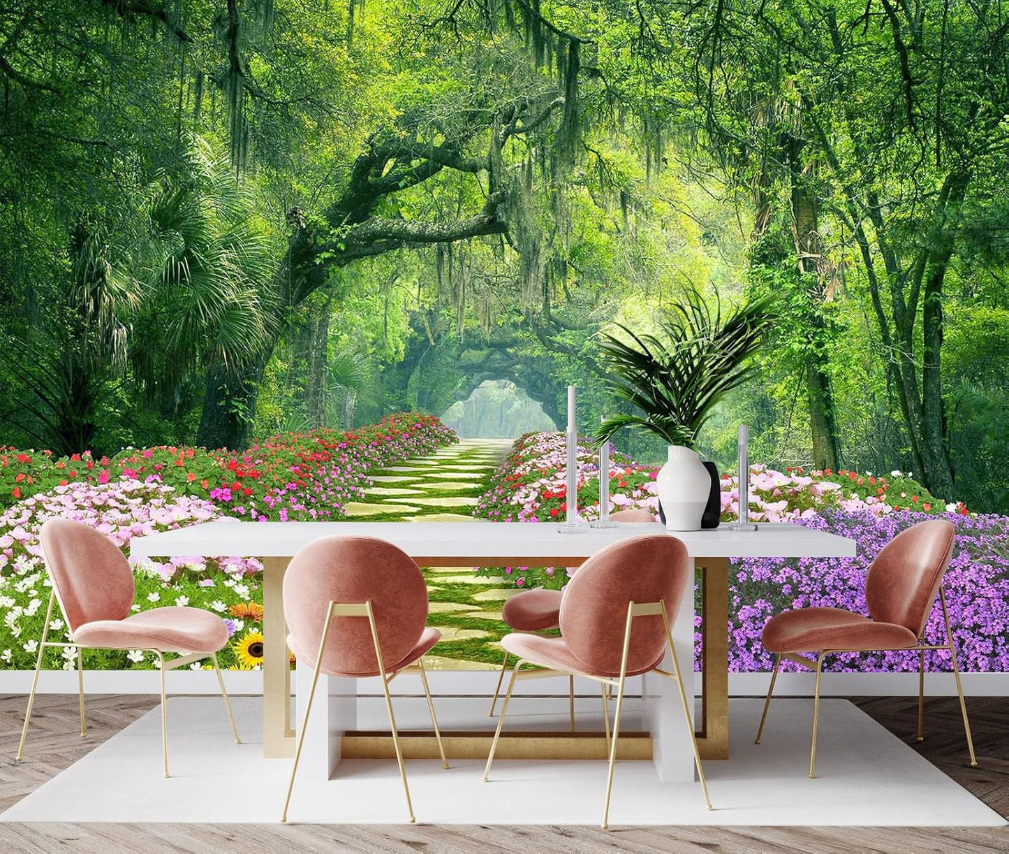 Hazy Forest Wall Mural, Abstract Nature Landscape Wallpaper, Background Wall Decoration Patterns(Non-self-Adhesive)