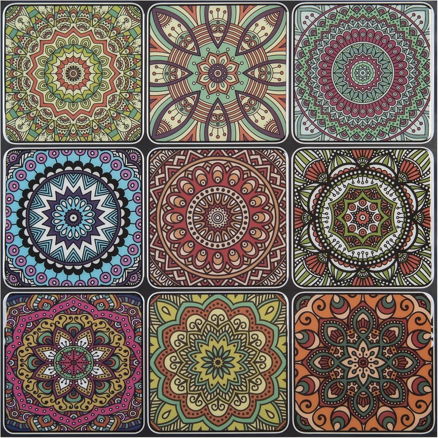LONGKING Peel and Stick Backsplash Tile Stickers, Colorful Talavera Mexican Tile, Stick on Wall Tiles (10 Sheets)