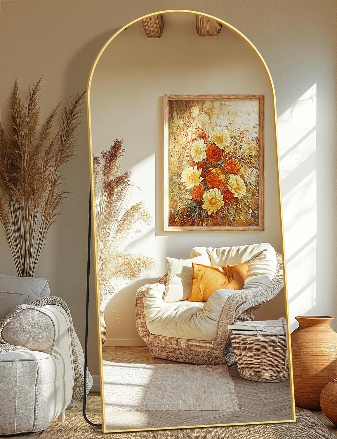 Arched Wall Mirror for Bathroom,Mirrors for Wall,24''x36'',Vanity Mirror for Bedroom Dresser, Entryway, Living Room, Metal Frame (36''x24'',Gold)