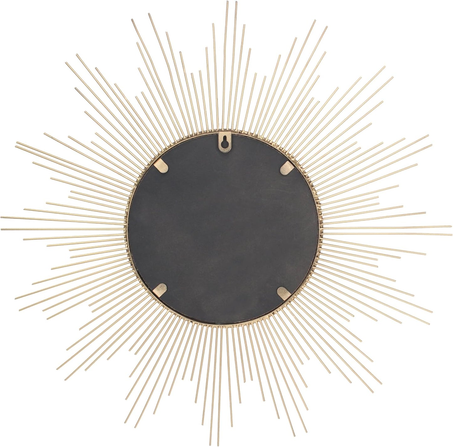 Stonebriar Round 23" Antique Gold Metal Starburst Hanging Wall Mirror with Attached Mounting Bracket, Decorative Decor for the Living Room, Bedroom, Bathroom, Hallway, and Entryway