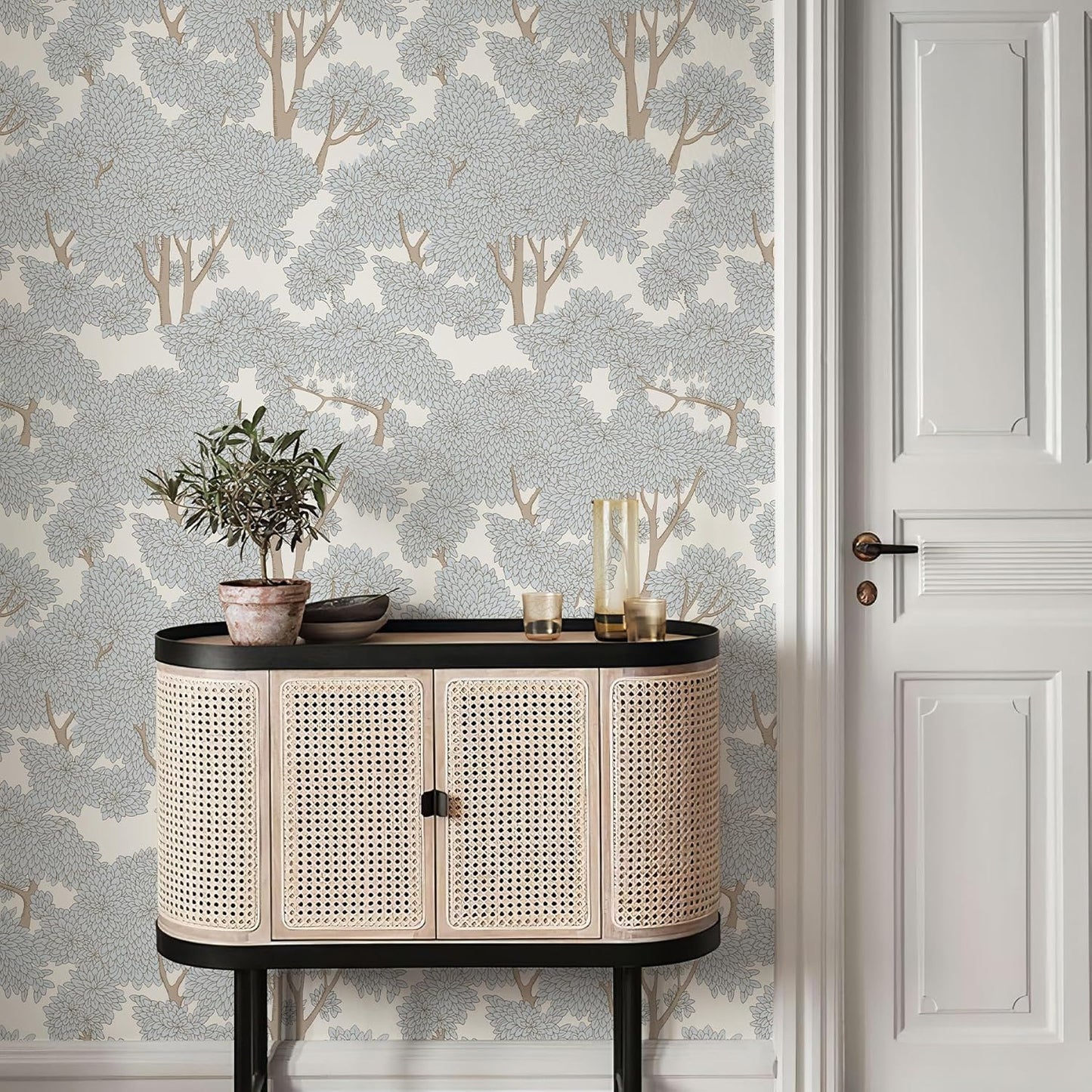 Peel & Stick Forest Mural - Jungle Wallpaper, Tree Peel and Stick Wallpaper Waterproof Vinyl for Bathroom & Bedroom (Light, 17.7inx39ft)