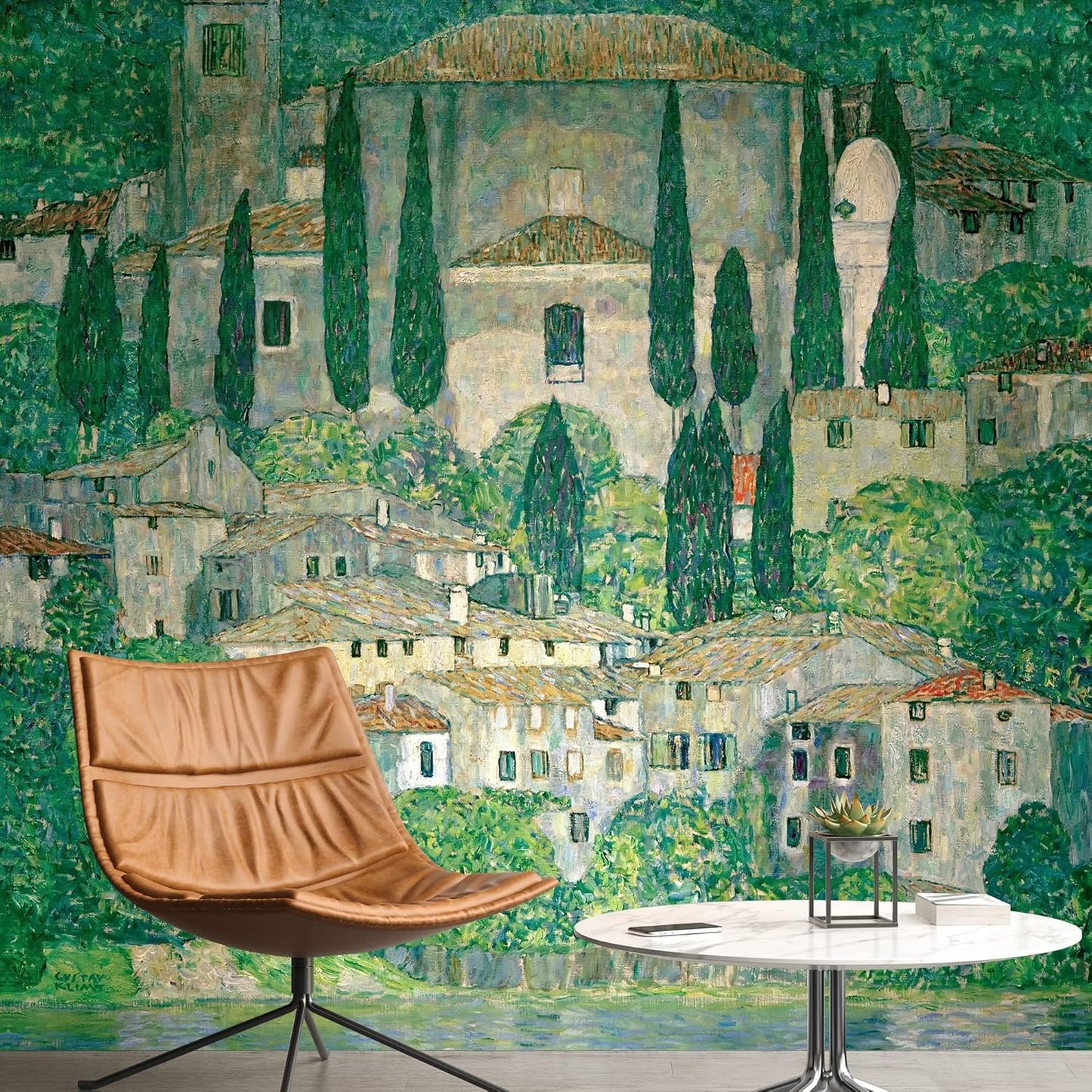 IDEA4WALL Removable Wall Sticker/Wall Mural Pastel Scenic Forest Tree Valley Nature Wilderness Illustrations Fine Art Farmhouse/Country Landscape Rustic for Living Room, Bedroom, Office - 66"x96"