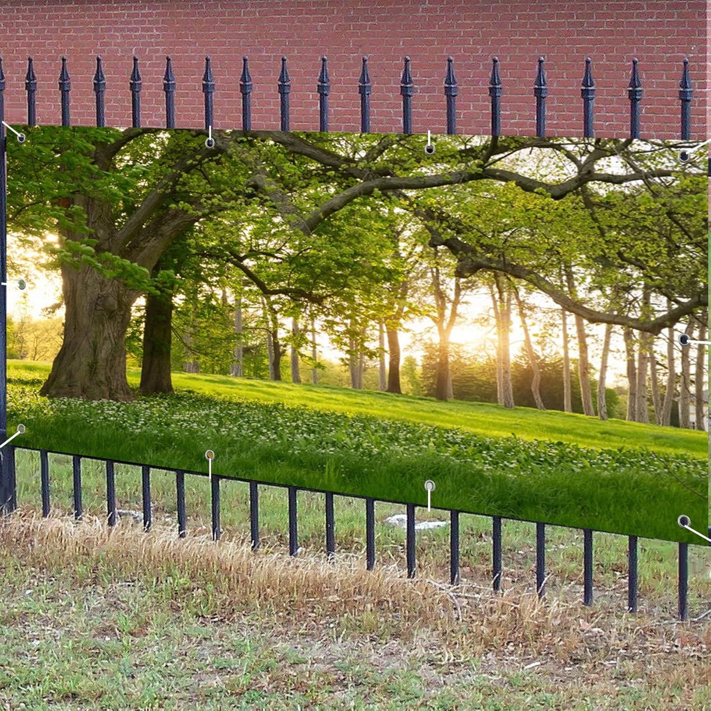 CSFOTO 7x16ft Big Tree Garage Door Banner - Spring Garden Scenery Wallpaper - Nature Park Plant Theme Outdoor Wall Decorative Mural