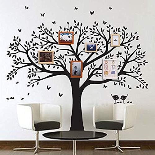 Giant Family Photo Tree Wall Decal Wall Sticker Vinyl Mural Art for Home Decor Room Decor (Black)