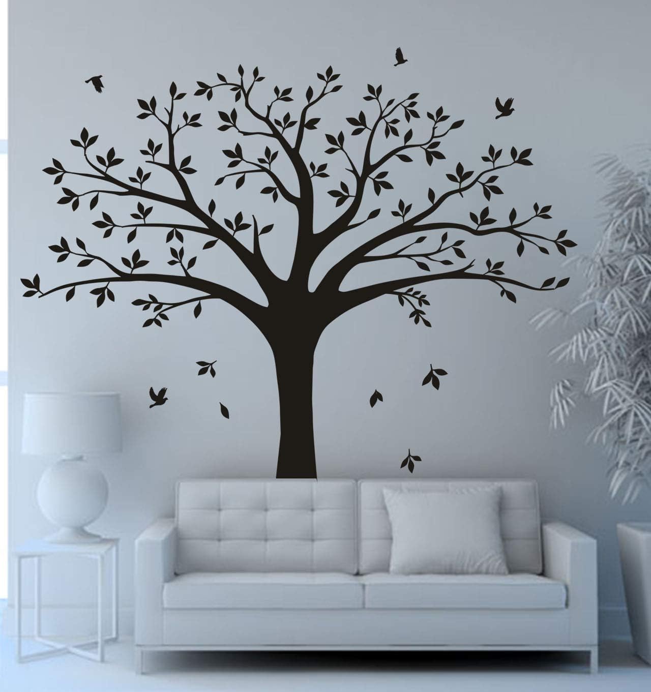 Large Family Tree Wall Decal Family Tree Photo Wall Decal Vinyl Tree Wall Stickers for Home Decoration(220 x 250 cm, Black)
