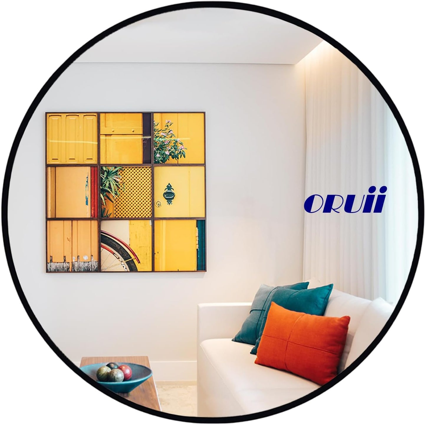 Round Mirror, Black Round Mirror 24 inch, Circle Wall Mirrors Metal Frame, Circular Mirrors for Wall, Living Room, Bathroom, Vanity, Entryway, Hallway.