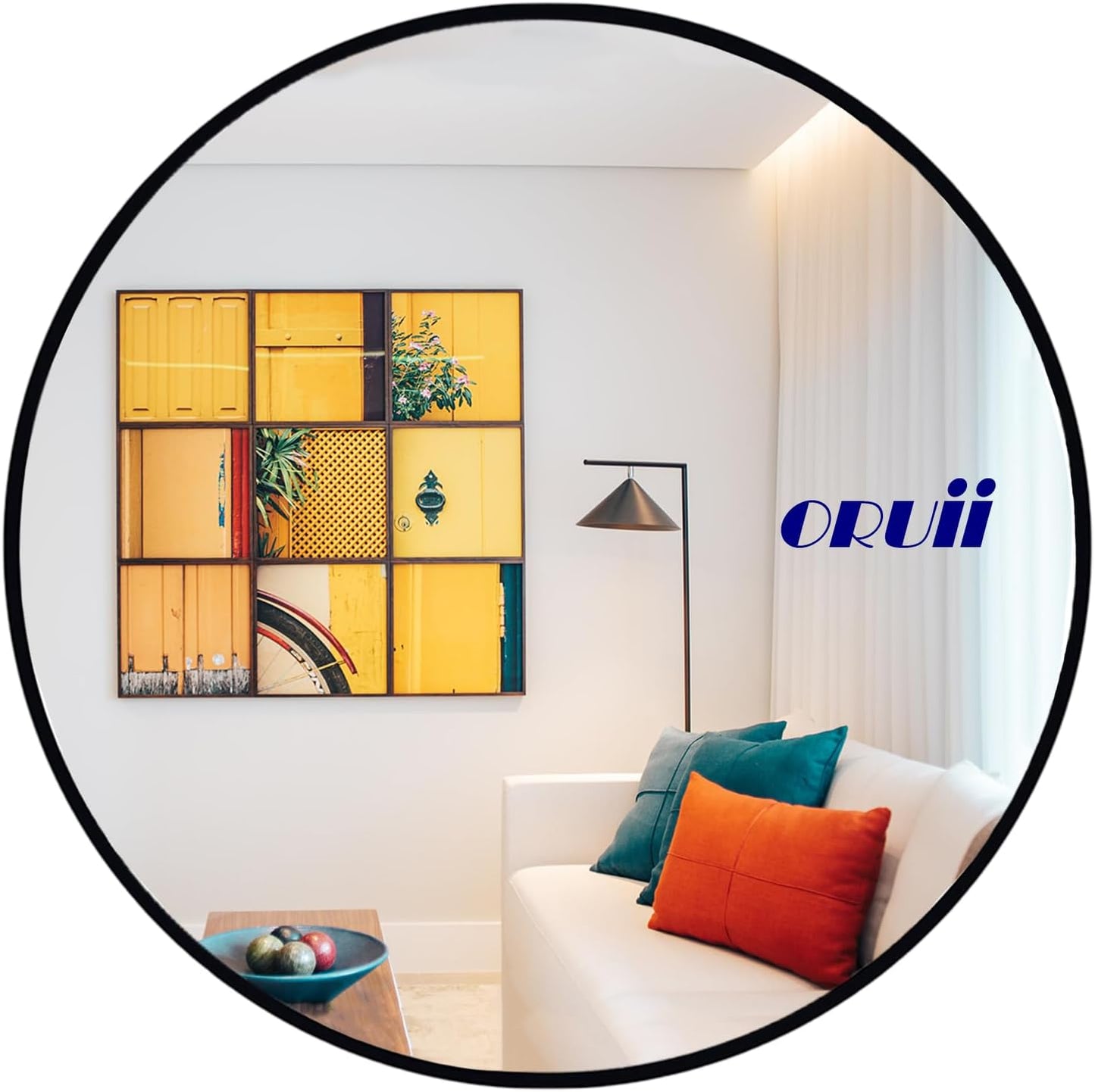 Round Mirror, Black Round Mirror 24 inch, Circle Wall Mirrors Metal Frame, Circular Mirrors for Wall, Living Room, Bathroom, Vanity, Entryway, Hallway.