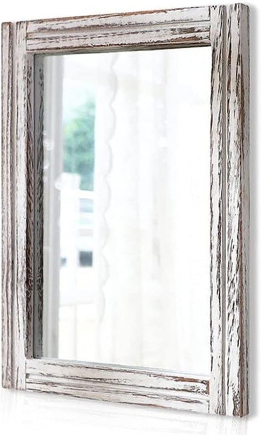 AAZZKANG Wall Mirror with Wood Framed Rustic Mirrors for Wall Rectangle Decorative for Bedroom Bathroom Living Room Entryway Farmhouse Hanging Small