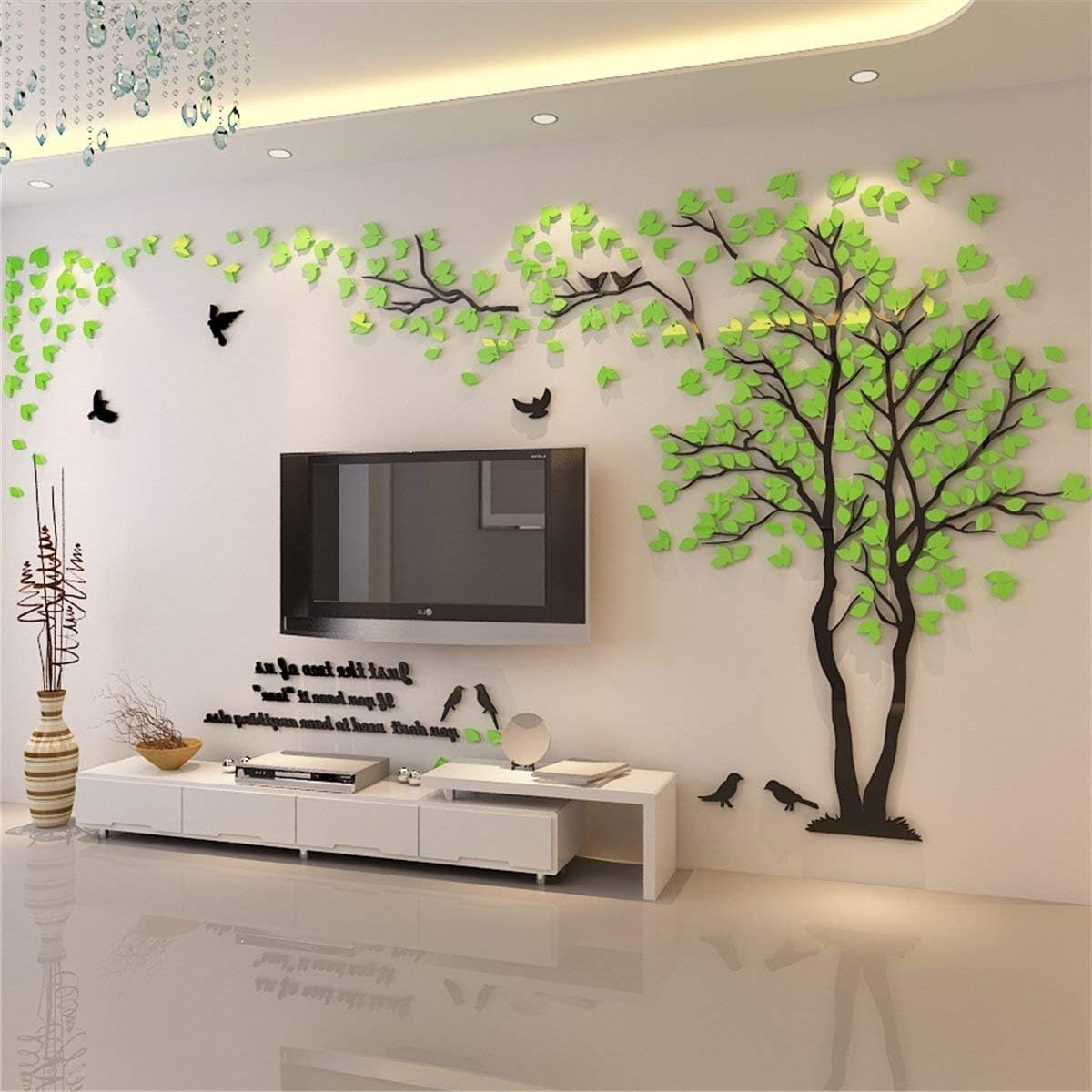 Tree Wall Stickers - 3D DIY Wall Stickers Arts Home Decoration for Living Room Bedroom Christmas Gift Daycare Sticker (Silver Left, M-250 x 130 cm)