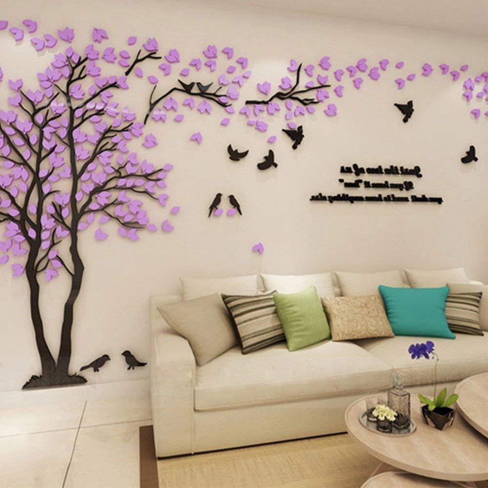 Tree Wall Stickers - 3D DIY Wall Stickers Arts Home Decoration for Living Room Bedroom Christmas Gift Daycare Sticker (Silver Left, M-250 x 130 cm)