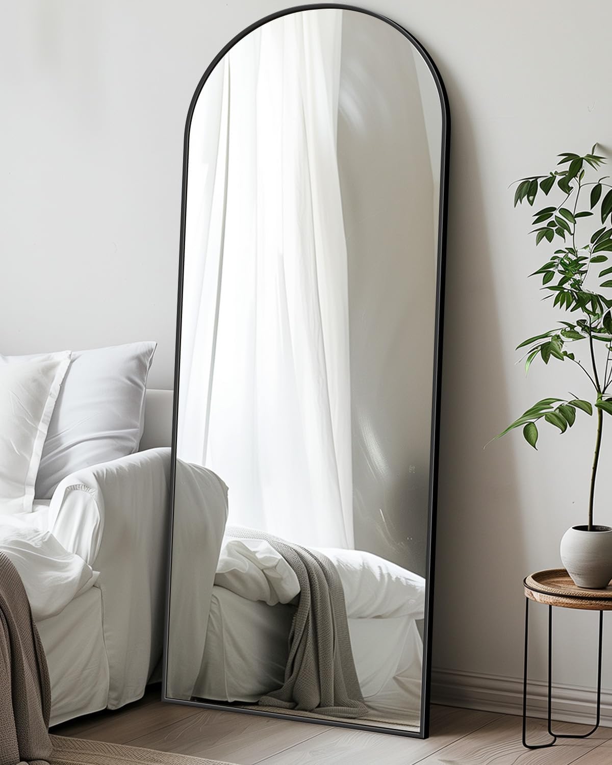 Full Length Mirror, 58"x19" Floor Mirror, Arch Floor Standing Mirror Freestanding Arch Full Body with Stand for Bedroom, Hanging Mounted for Living Room Cloakroom, Gold