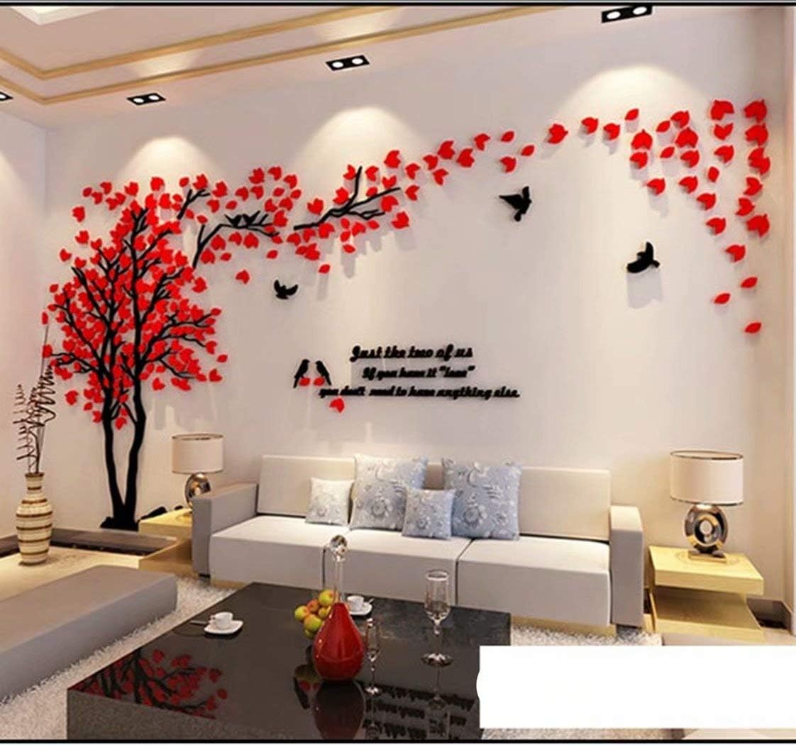 Tree Wall Stickers - 3D DIY Wall Stickers Arts Home Decoration for Living Room Bedroom Christmas Gift Daycare Sticker (Silver Left, M-250 x 130 cm)