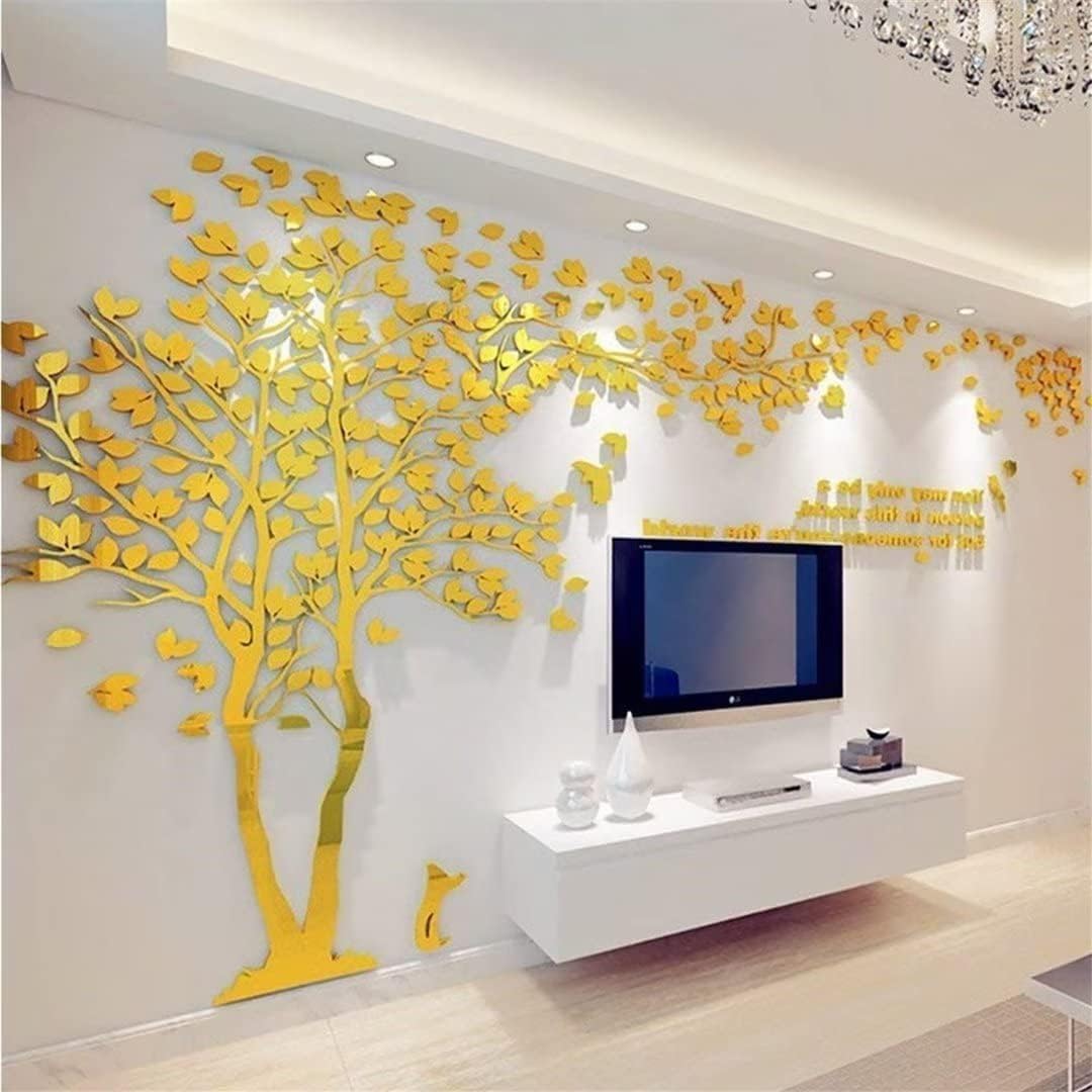 Tree Wall Stickers - 3D DIY Wall Stickers Arts Home Decoration for Living Room Bedroom Christmas Gift Daycare Sticker (Silver Left, M-250 x 130 cm)
