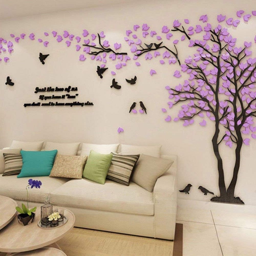 Tree Wall Stickers - 3D DIY Wall Stickers Arts Home Decoration for Living Room Bedroom Christmas Gift Daycare Sticker (Silver Left, M-250 x 130 cm)