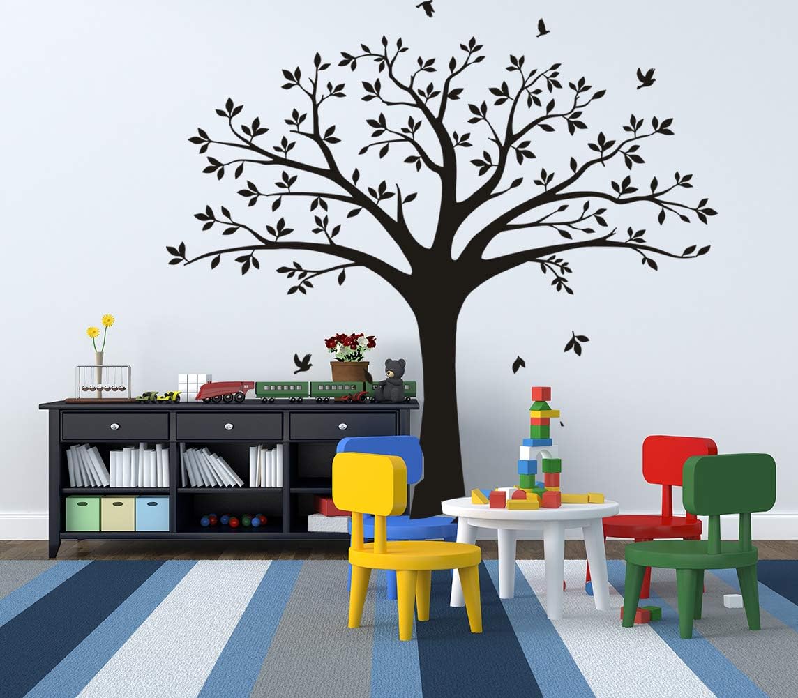 Large Family Tree Wall Decal Family Tree Photo Wall Decal Vinyl Tree Wall Stickers for Home Decoration(220 x 250 cm, Black)