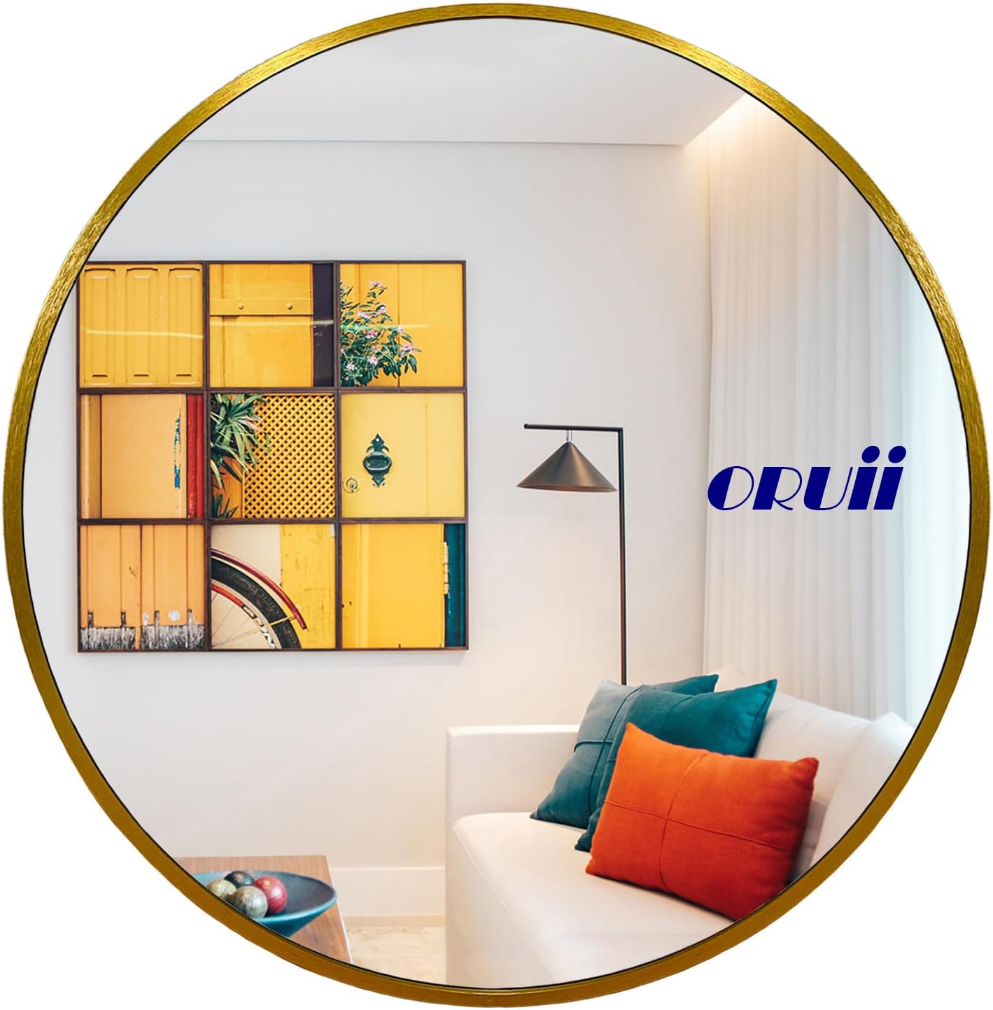 Round Mirror, Black Round Mirror 24 inch, Circle Wall Mirrors Metal Frame, Circular Mirrors for Wall, Living Room, Bathroom, Vanity, Entryway, Hallway.