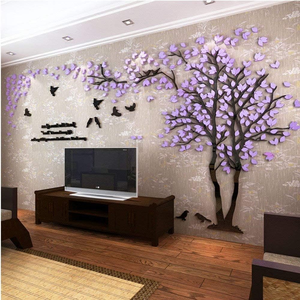 Tree Wall Stickers - 3D DIY Wall Stickers Arts Home Decoration for Living Room Bedroom Christmas Gift Daycare Sticker (Silver Left, M-250 x 130 cm)