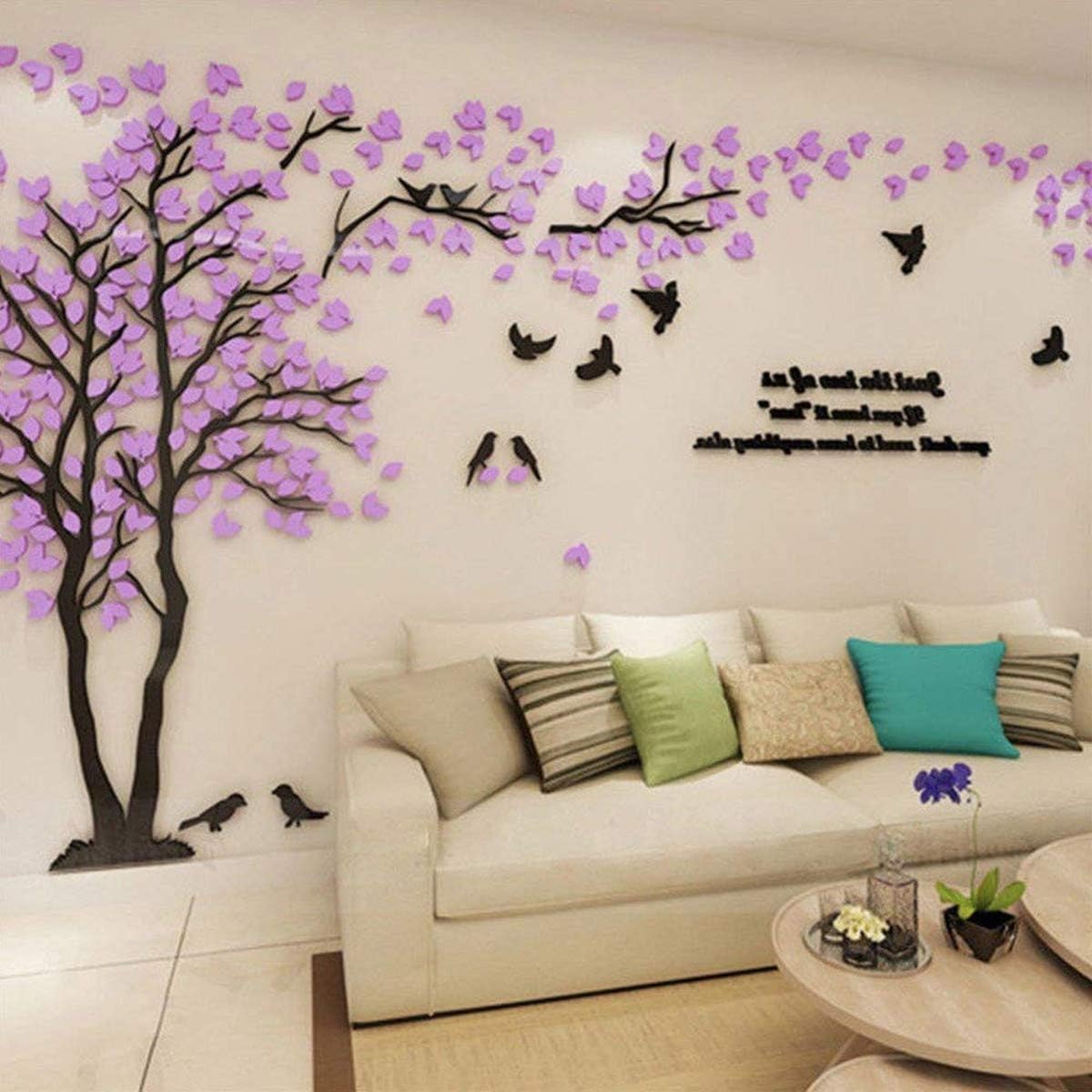 Tree Wall Stickers - 3D DIY Wall Stickers Arts Home Decoration for Living Room Bedroom Christmas Gift Daycare Sticker (Silver Left, M-250 x 130 cm)