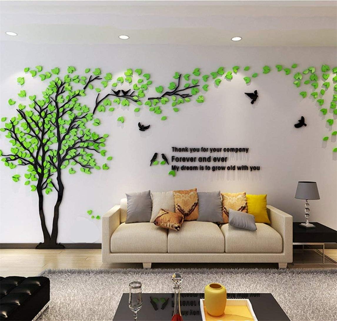 Tree Wall Stickers - 3D DIY Wall Stickers Arts Home Decoration for Living Room Bedroom Christmas Gift Daycare Sticker (Silver Left, M-250 x 130 cm)