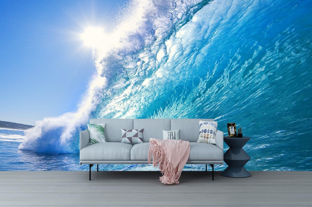 FLFK 3D Wall Murals Peel and Stick 141.7"x98.4"- Self-Adhesive Wallpaper Large Poster Sticker Sea Caves Landscape for Bedroom Living Room Wall Decor