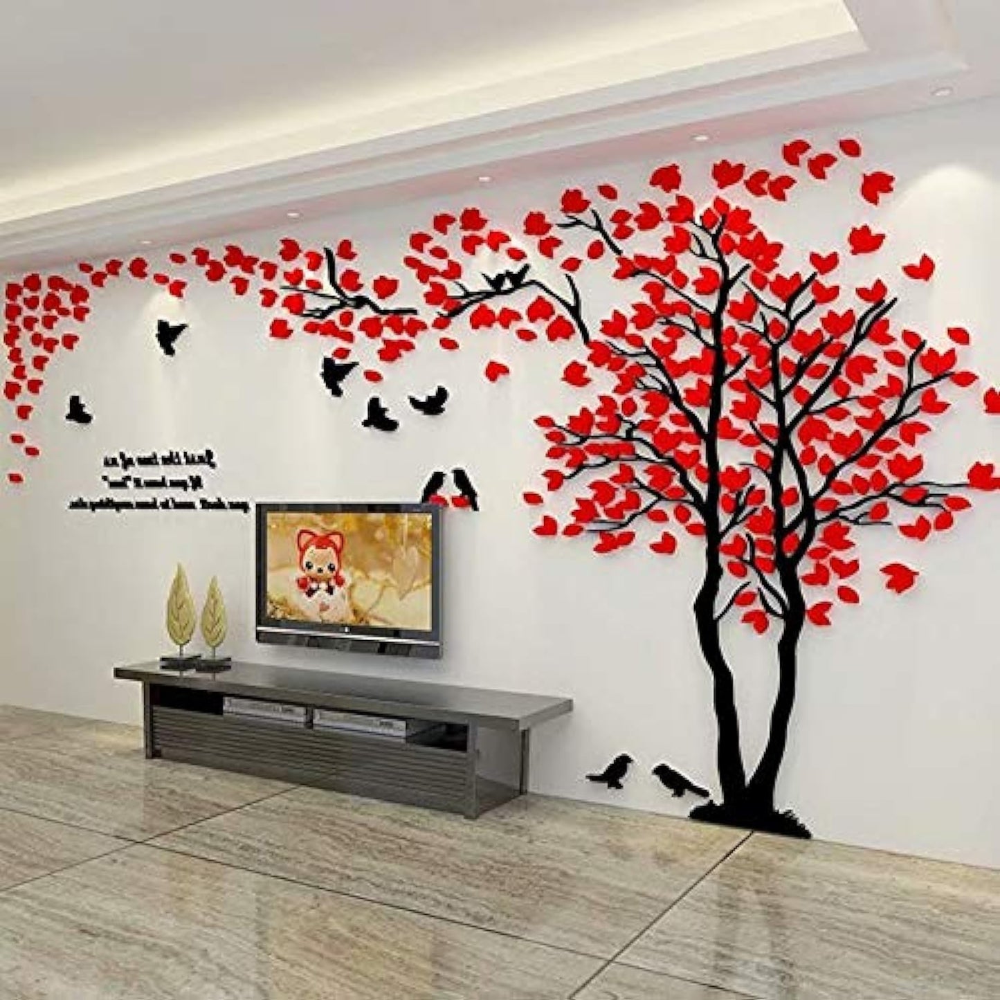 Tree Wall Stickers - 3D DIY Wall Stickers Arts Home Decoration for Living Room Bedroom Christmas Gift Daycare Sticker (Silver Left, M-250 x 130 cm)