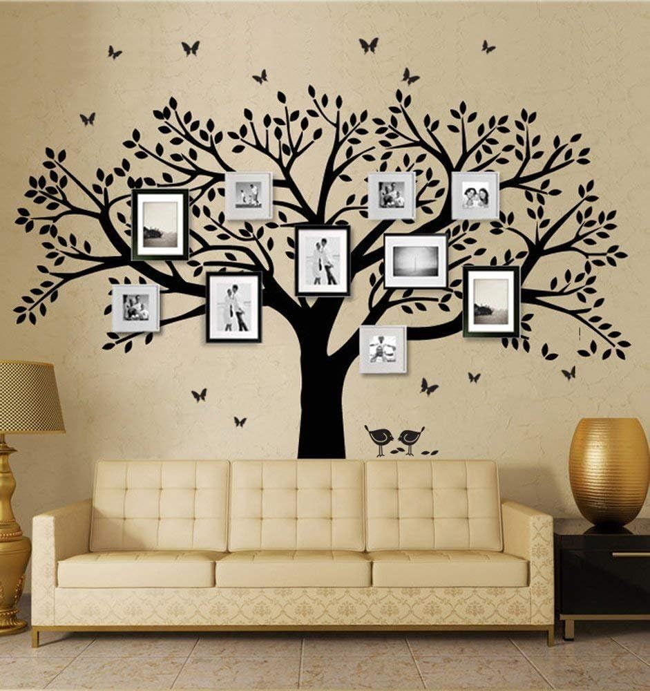 Giant Family Photo Tree Wall Decal Wall Sticker Vinyl Mural Art for Home Decor Room Decor (Black)
