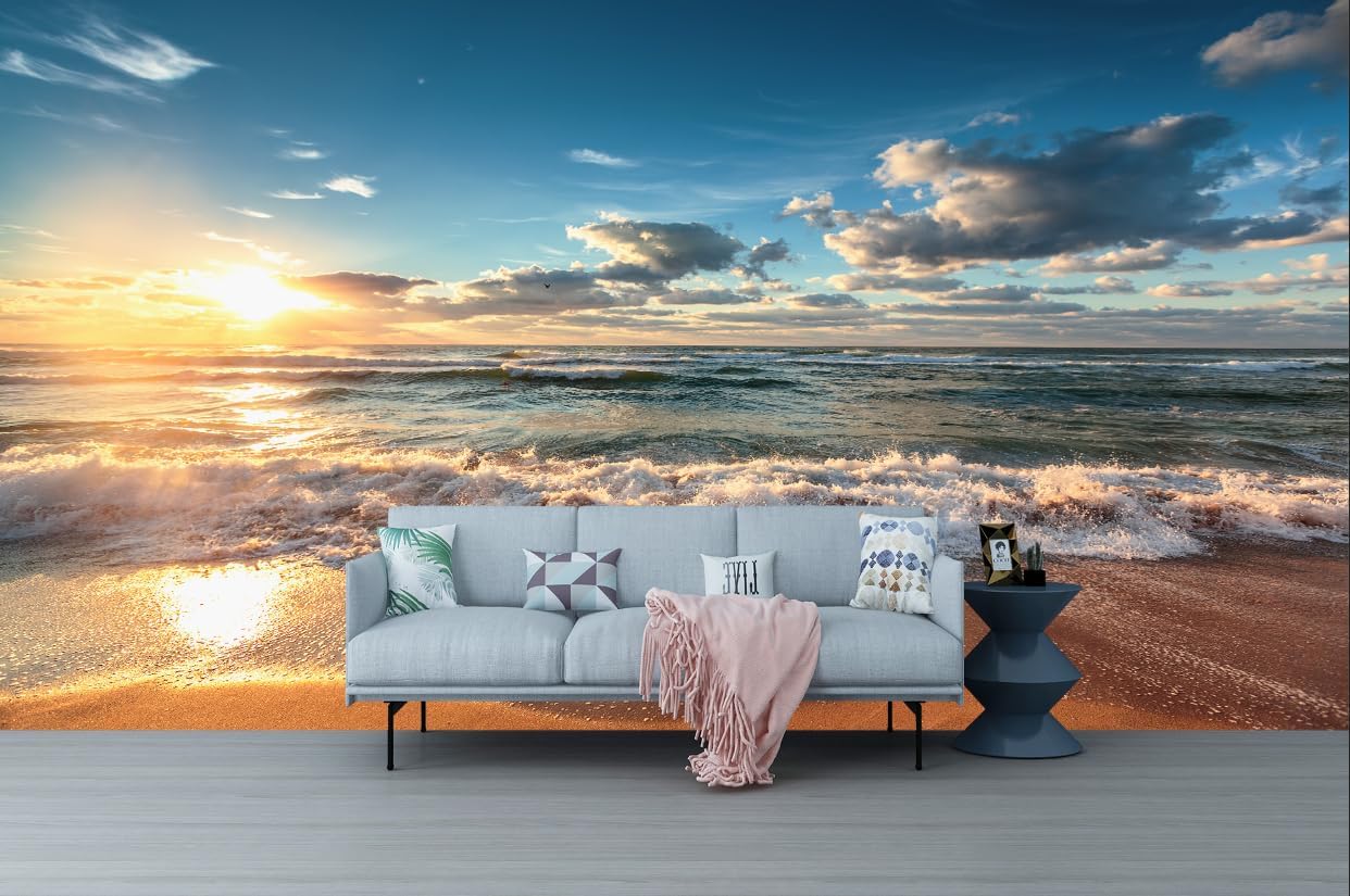 FLFK 3D Wall Murals Peel and Stick 141.7"x98.4"- Self-Adhesive Wallpaper Large Poster Sticker Sea Caves Landscape for Bedroom Living Room Wall Decor