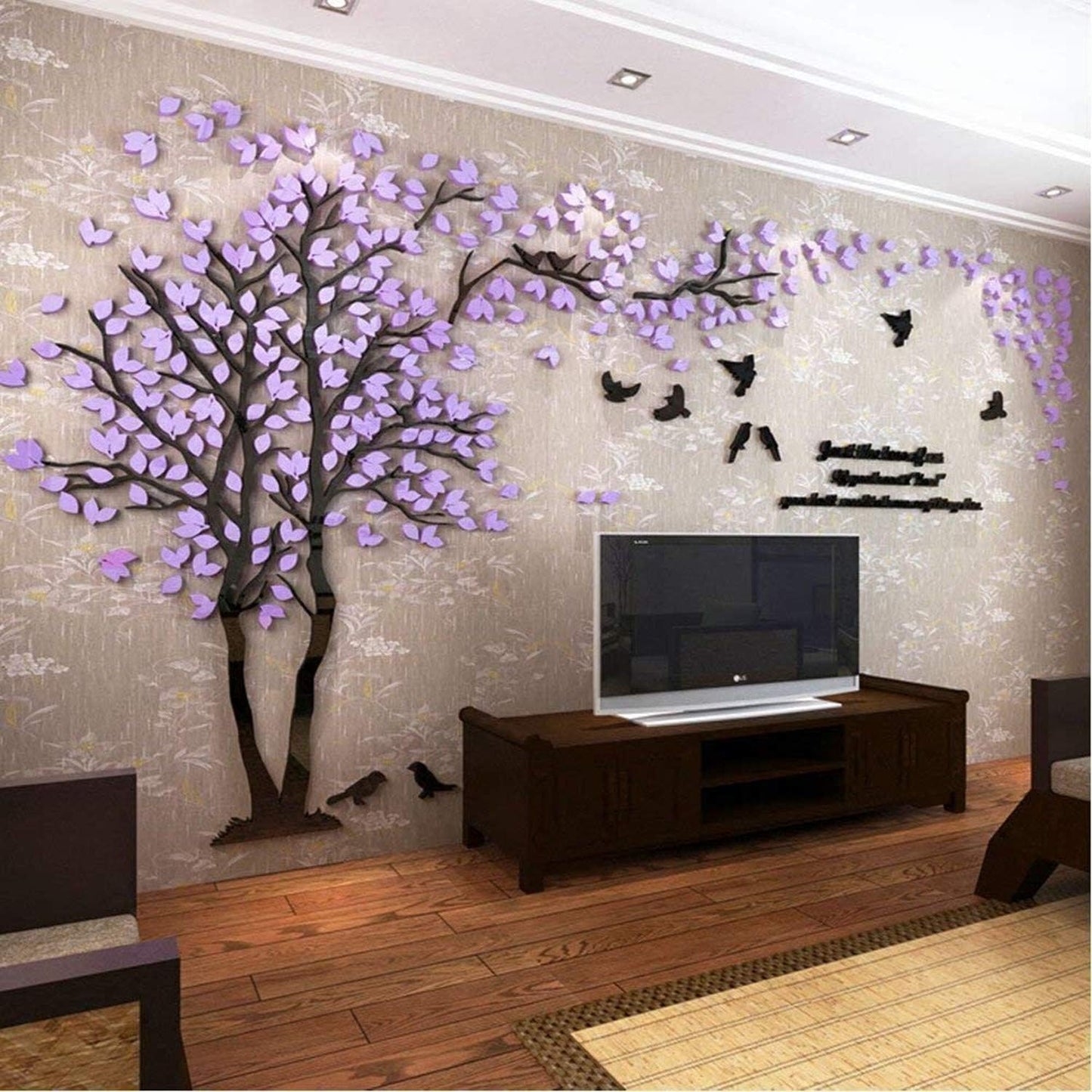 Tree Wall Stickers - 3D DIY Wall Stickers Arts Home Decoration for Living Room Bedroom Christmas Gift Daycare Sticker (Silver Left, M-250 x 130 cm)