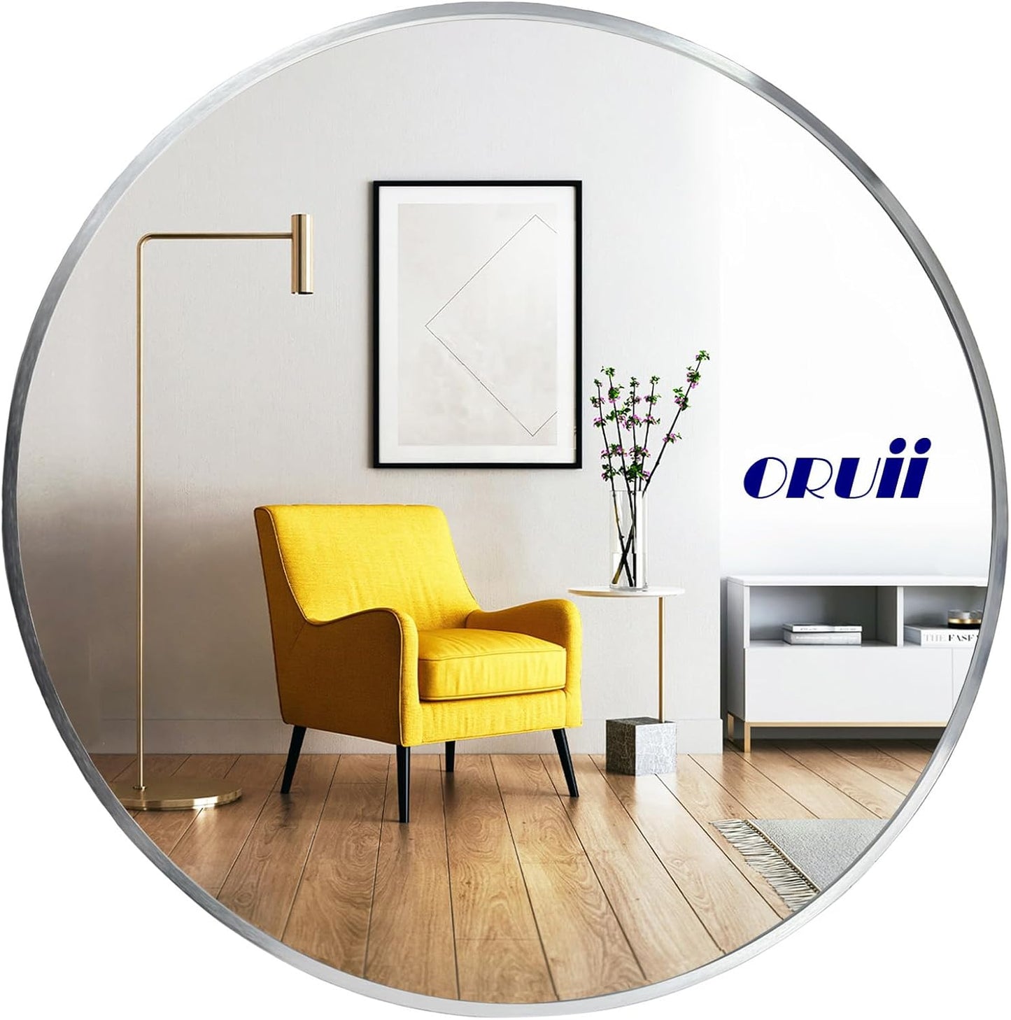 Round Mirror, Black Round Mirror 24 inch, Circle Wall Mirrors Metal Frame, Circular Mirrors for Wall, Living Room, Bathroom, Vanity, Entryway, Hallway.