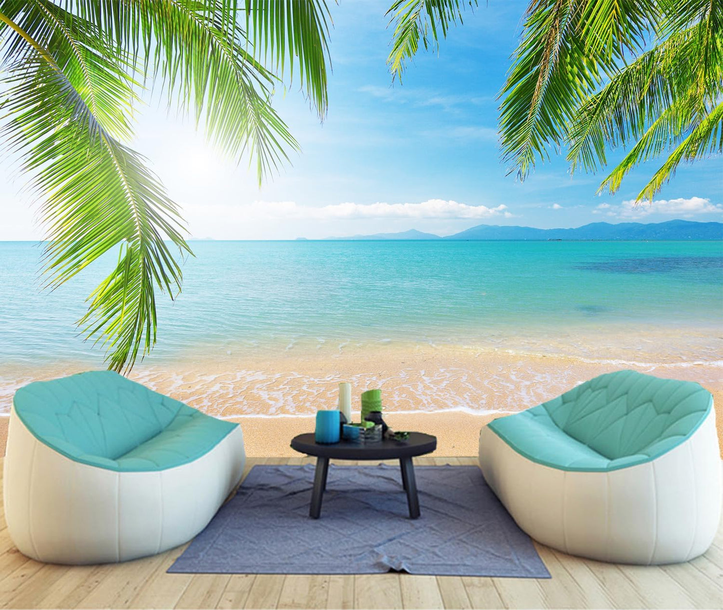 FLFK 3D Wall Murals Peel and Stick 141.7"x98.4"- Self-Adhesive Wallpaper Large Poster Sticker Sea Caves Landscape for Bedroom Living Room Wall Decor