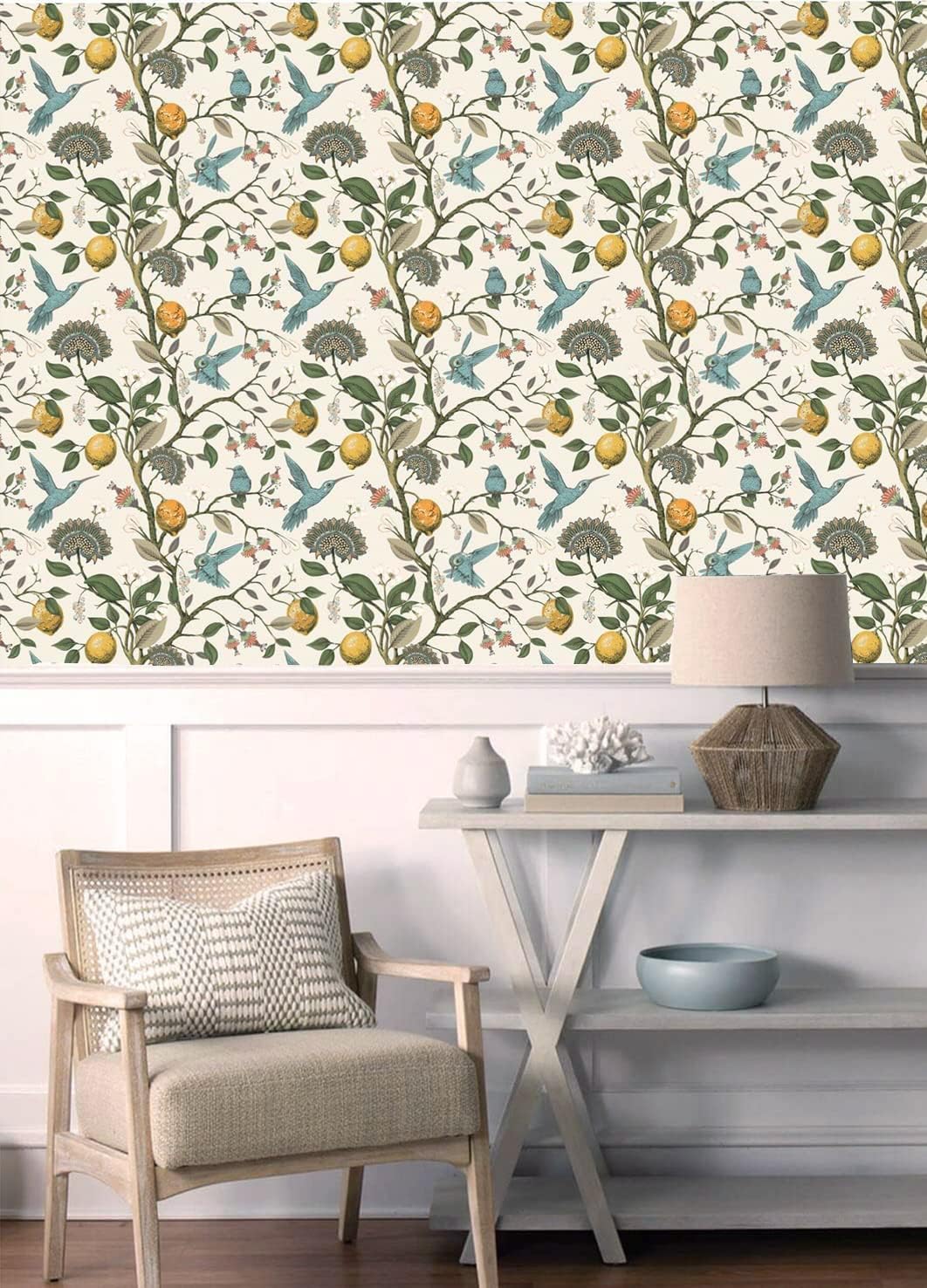 Blooming Wall Blue Bird Fresh Lemon Tree Peel and Stick Wallpaper Removable Self Adhesive Wall Mural Wall Decor. 48.4 Square Ft/Roll