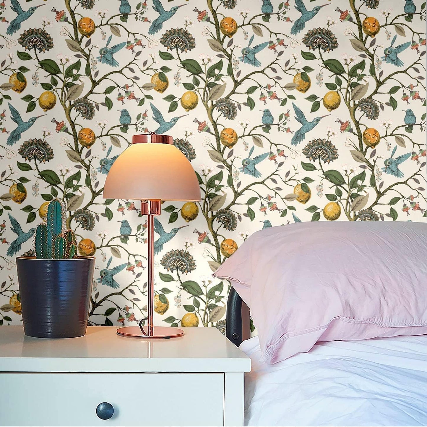 Blooming Wall Blue Bird Fresh Lemon Tree Peel and Stick Wallpaper Removable Self Adhesive Wall Mural Wall Decor. 48.4 Square Ft/Roll