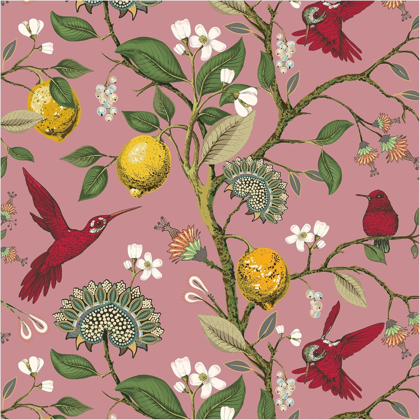 Blooming Wall Blue Bird Fresh Lemon Tree Peel and Stick Wallpaper Removable Self Adhesive Wall Mural Wall Decor. 48.4 Square Ft/Roll
