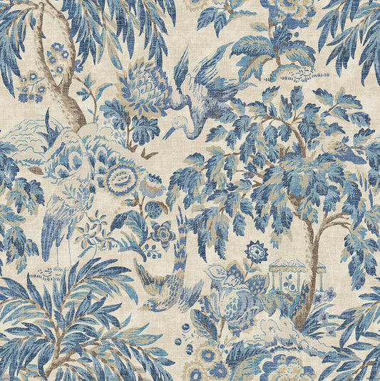 Surface Style - Peel and Stick Wallpaper, Botancial Wallpaper for Bedroom, Powder Room, Kitchen, Self Adhesive, Vinyl, 30.75 Sq Ft Coverage (Forest & The Trees Collection, Delft)